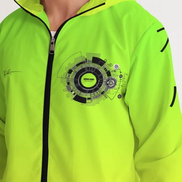 “NEON TECHNOLOGY” – MEN’S WINDBREAKER HOODIE (LEMON/LIME)